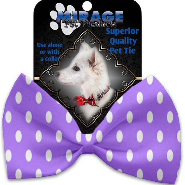 Mirage Pet Products Purple Polka Dots Pet Bow Tie Collar Accessory with Cloth Hook & Eye 1162-VBT